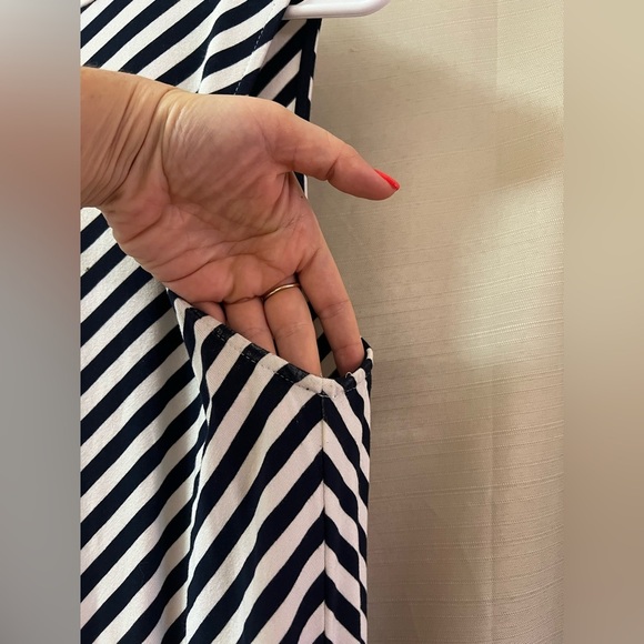 🔴 J Crew Black Striped Sleeveless Dress With Pockets midi dress summer vacation - Picture 4 of 7